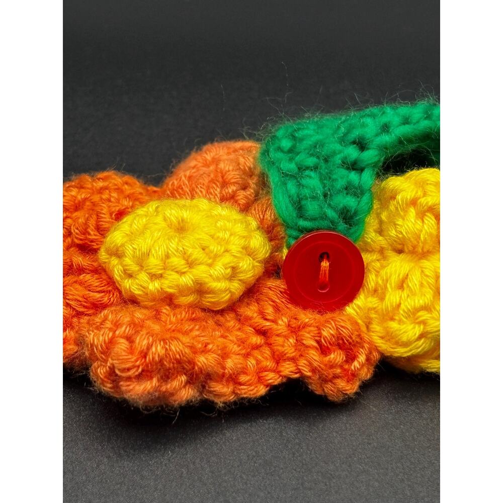 Handmade Crochet Flower Keychain: Orange & Yellow